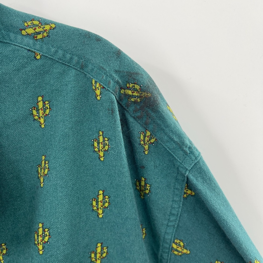 Duluth Green Christmas Cacti cactus Long Sleeve Flannel Button Up shirt 3XL - Picture 8 of 9